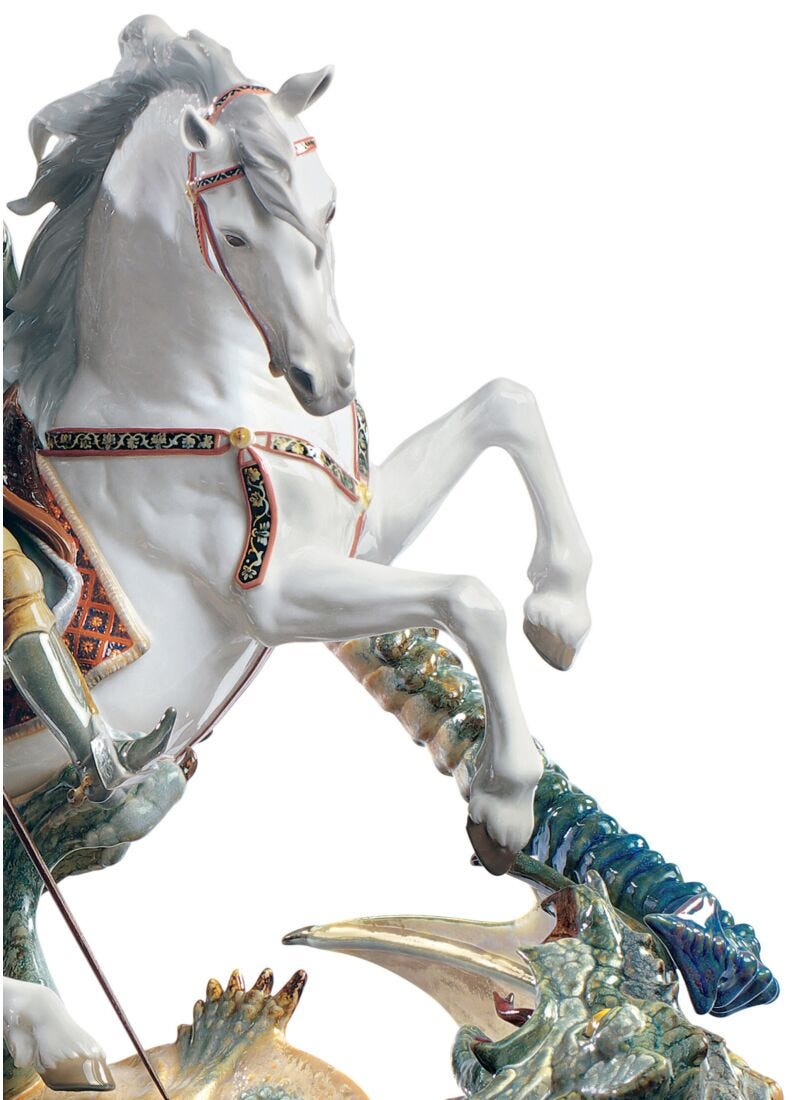 Saint George and The Dragon Sculpture. Limited Edition in Lladró