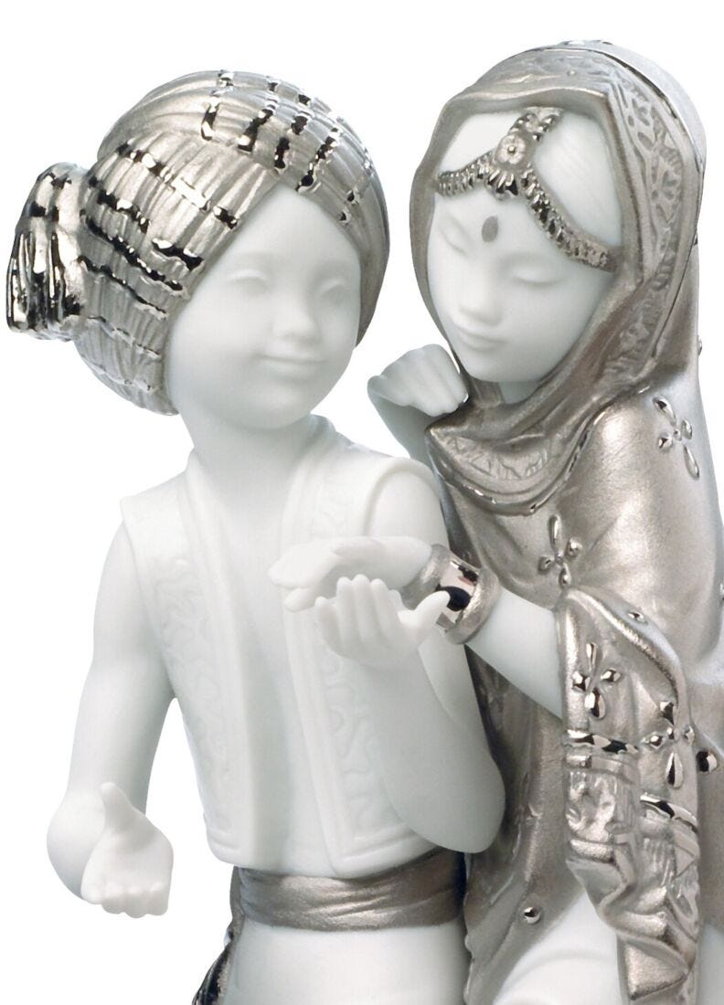 Figurina Bimbi indiani. Lustro argento in Lladró