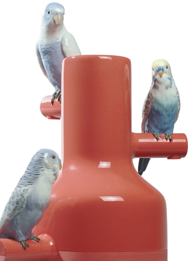 Vaso Parrot Parade. Rosso corallo in Lladró