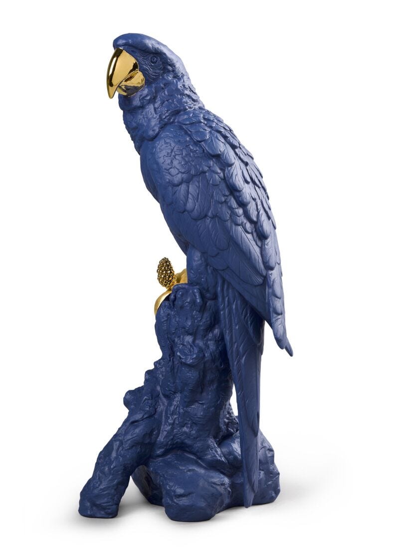 Macaw Bird Sculpture. Blue-Gold. Limited Edition in Lladró