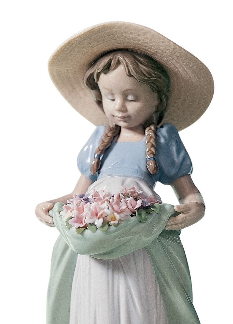Bountiful Blossoms Girl Figurine in Lladró