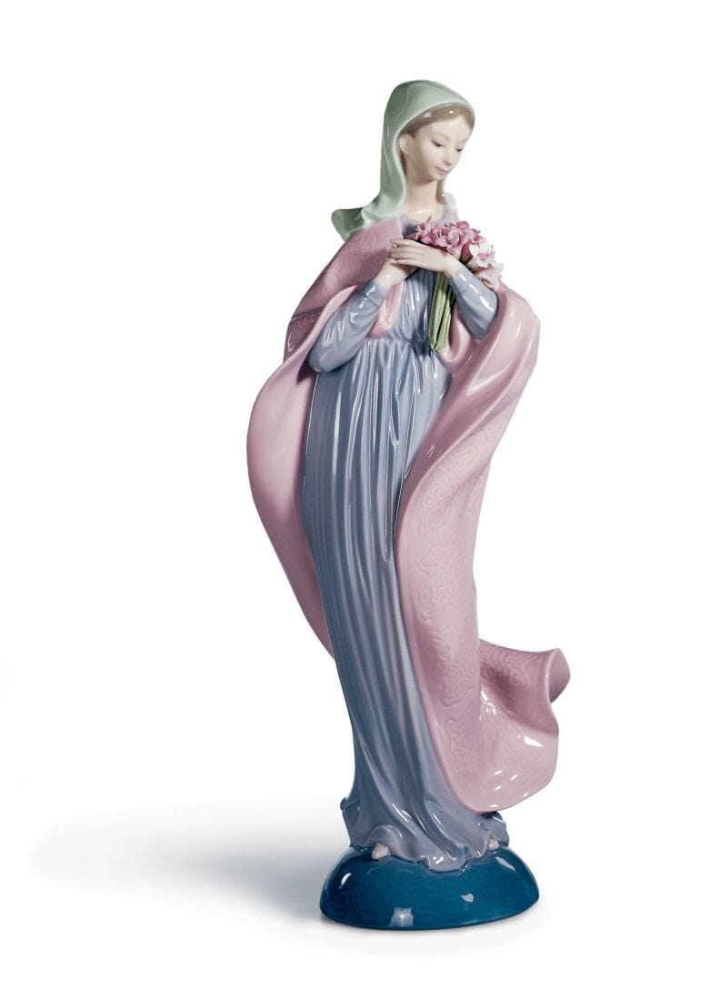 Our Lady with Flowers Figurine in Lladró