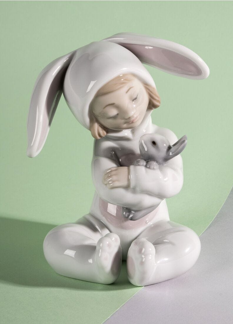 Bunny Hugs Boy Figurine in Lladró