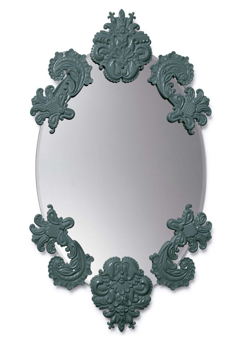 Oval mirror without frame (green) in Lladró