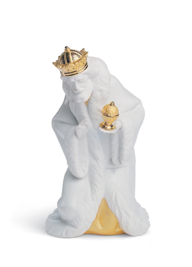 King Melchior Nativity Figurine. Golden Lustre in Lladró