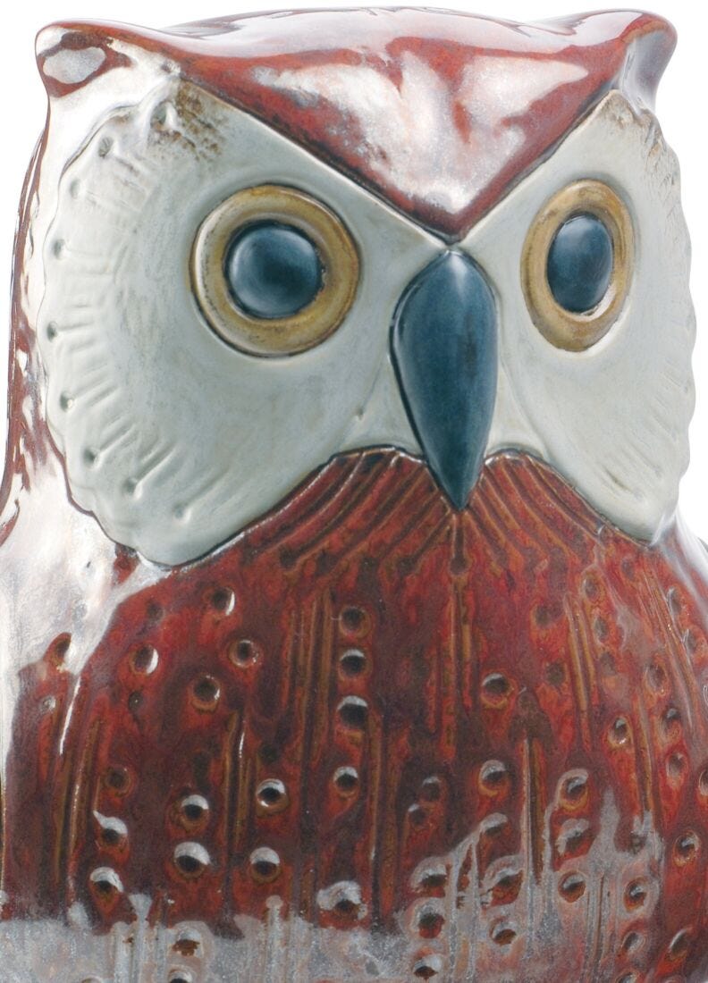 Owl Figurine. Large model. Red in Lladró