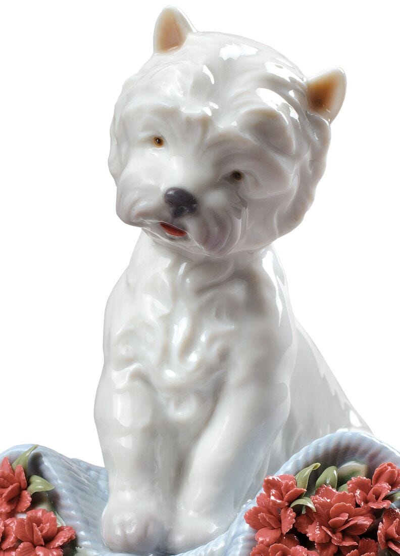 Figura perro Carácter juguetón con claveles en Lladró