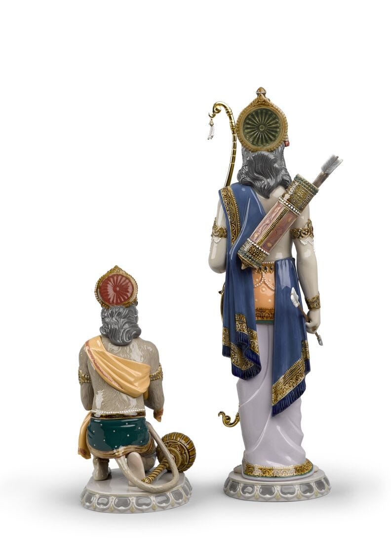 Lakshman and Hanuman Sculpture. Limited Edition in Lladró