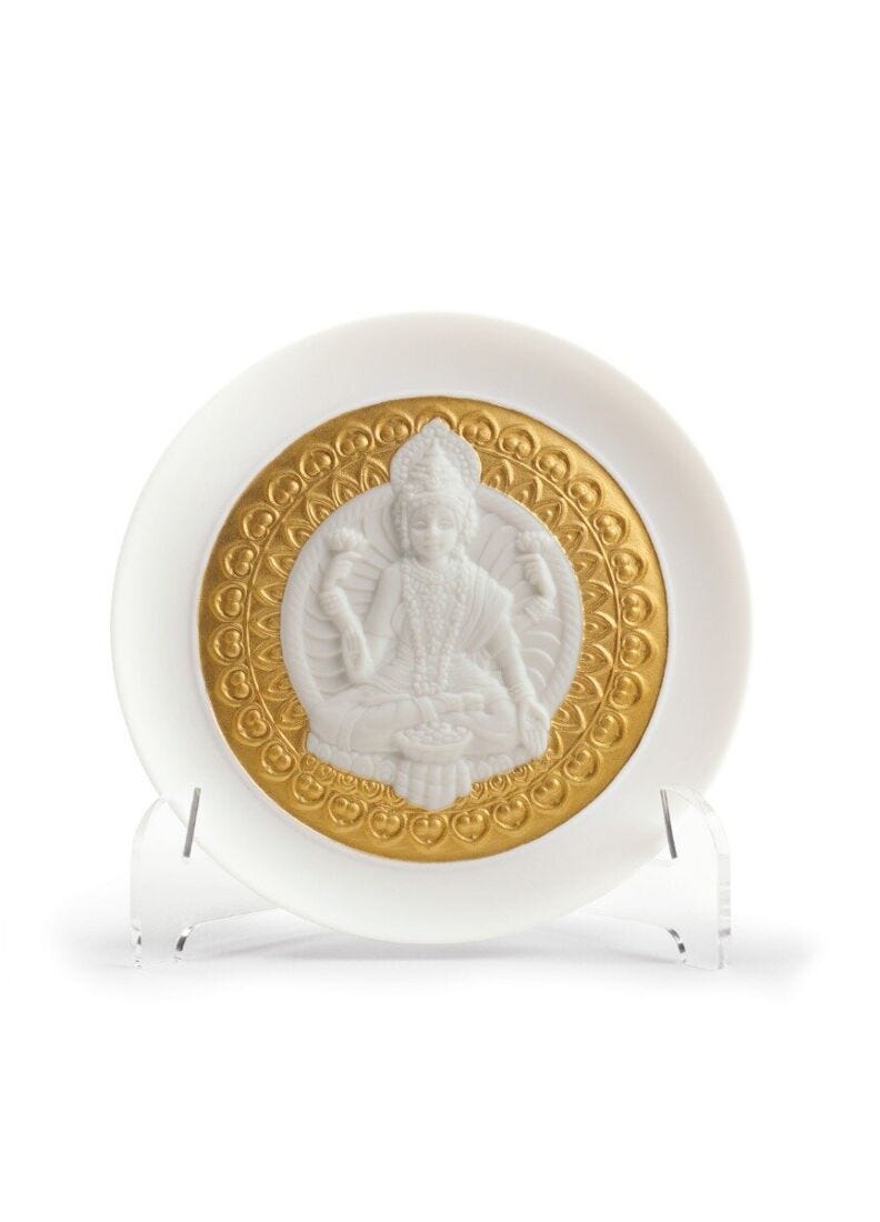 Plato decorativo Diosa Lakshmi. Lustre oro en Lladró