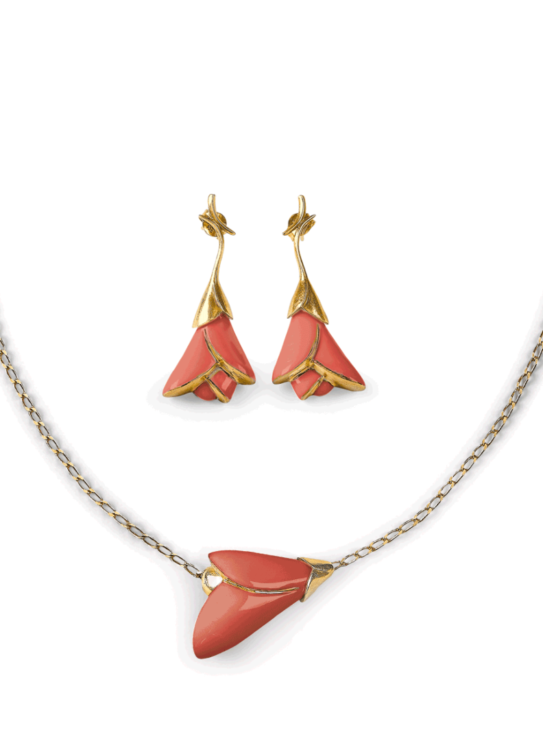Heliconia Coral 2 Pieces Set, 1 of 6