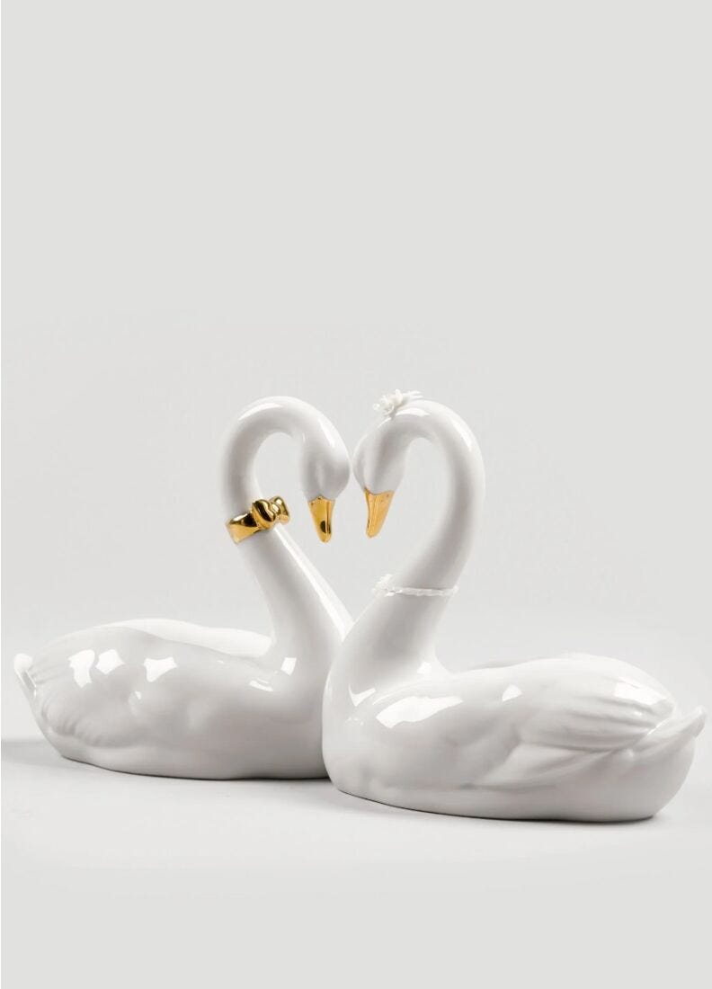 Set Cisnes Corazón Blanco en Lladró