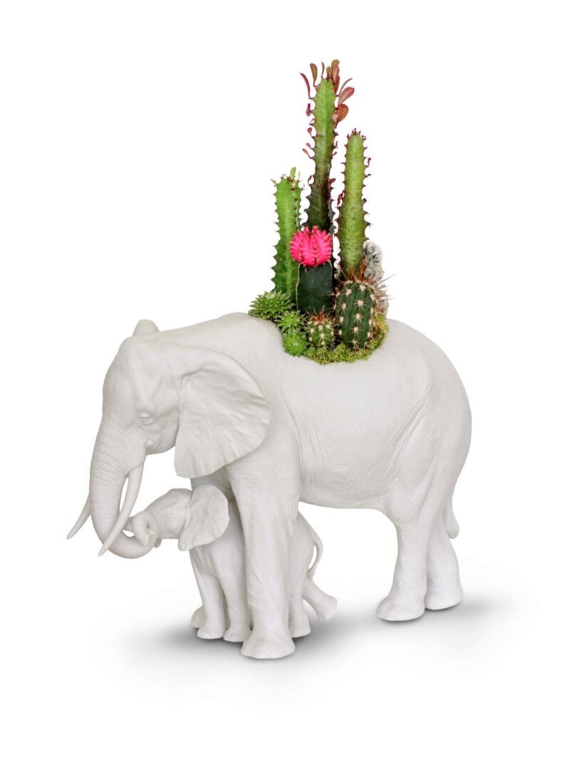 inkomen Huiswerk suspensie Elephant garden Sculpture. Matte White. Plant the Future - Lladro-Europe