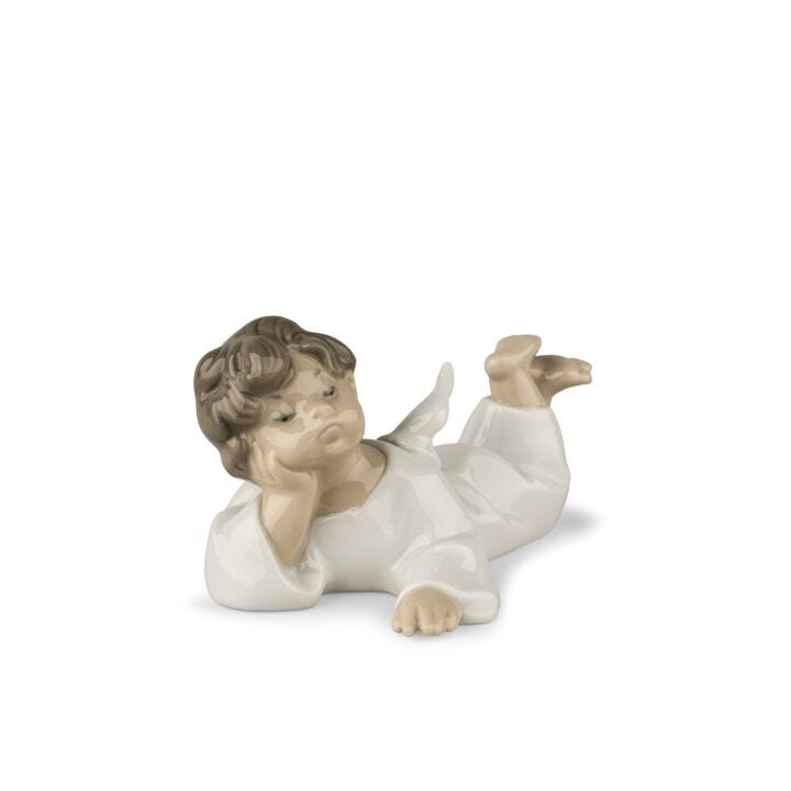 Angel Laying Down Figurine in Lladró