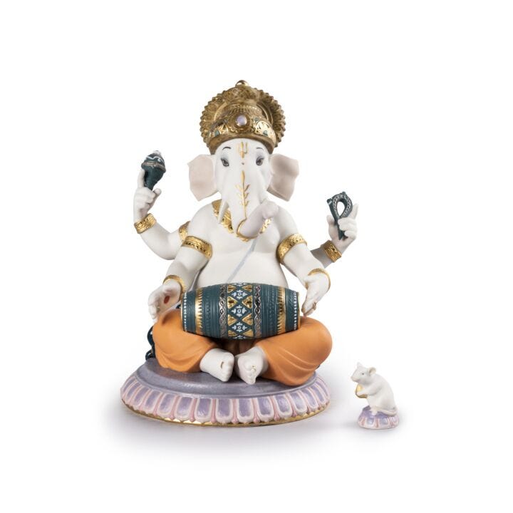 Figurina Ganesha con Mridangam. Edizione limitata in Lladró