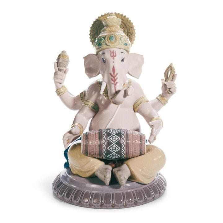 Mridangam Ganesha Figurine in Lladró