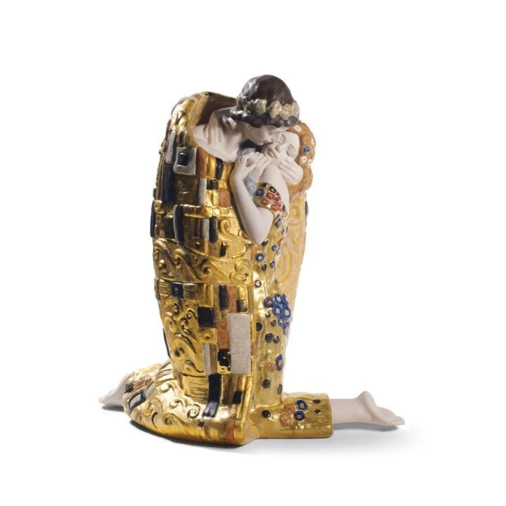 Scultura Coppia Il bacio di Klimt. Lustro oro in Lladró