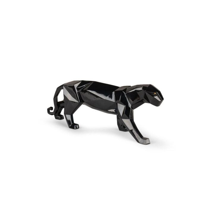 Panther Figurine. Glazed Black in Lladró