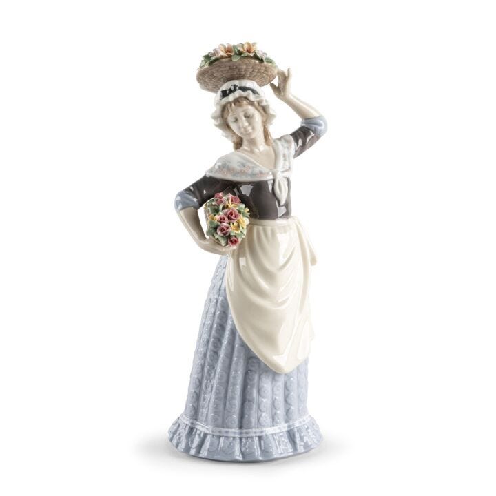 Flower Picking Woman Figurine in Lladró