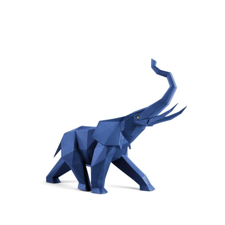 Elephant (blue) Sculpture in Lladró