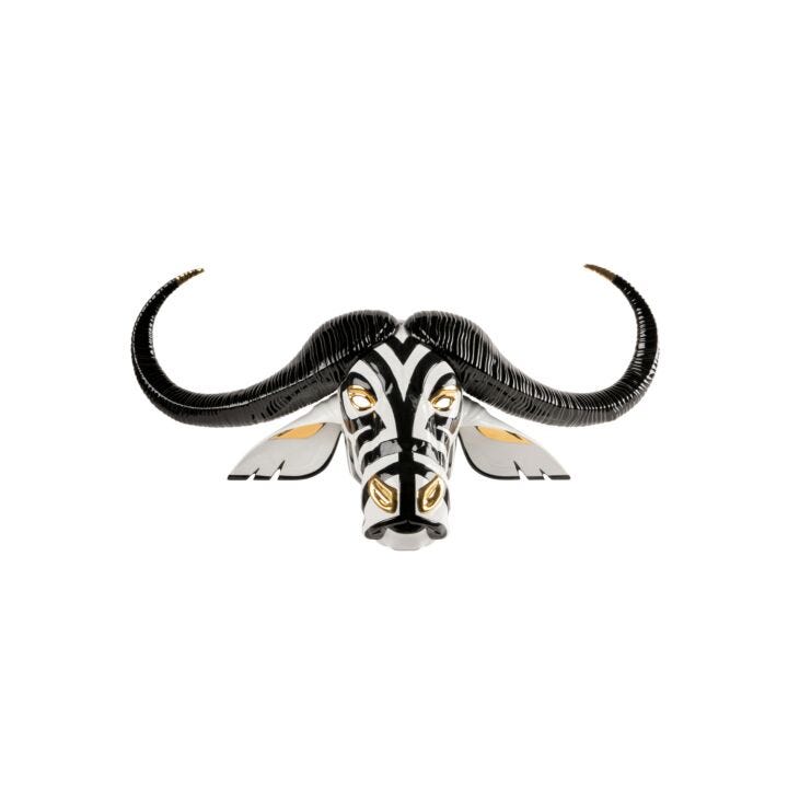 Buffalo mask. Black and Gold in Lladró