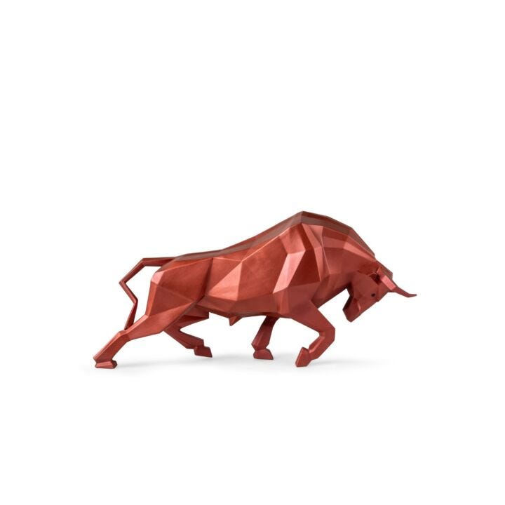 Bull Sculpture. Metallic red in Lladró