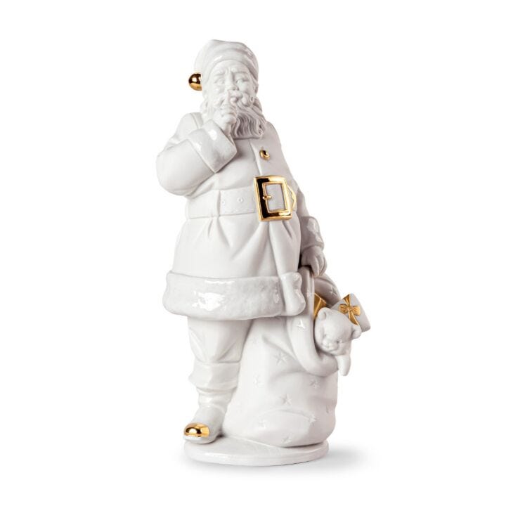 Scultura E' arrivato Babbo Natale. Bianco-oro in Lladró