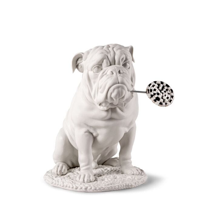 Bulldog with lollipop Sculpture. Re-Deco in Lladró