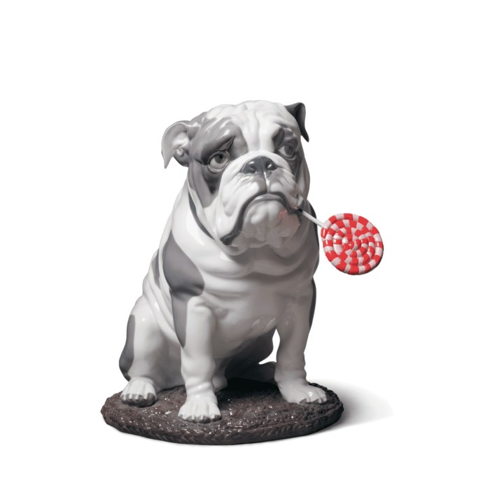 Bulldog with Lollipop Dog Figurine in Lladró