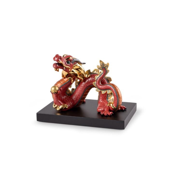 Dragon Sculpture. Red. Limited Edition in Lladró