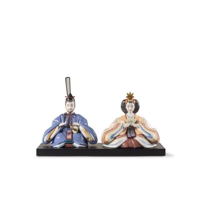 Hina Dolls Sculpture. Blue-salmon. Limited Edition in Lladró