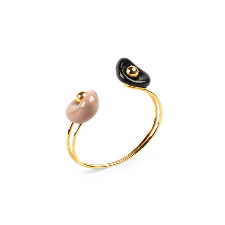 Golden Pebbles Cuff. Black, Beige and Golden luster in Lladró