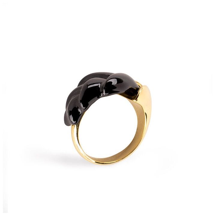 Heliconia Metal Ring. Black in Lladró