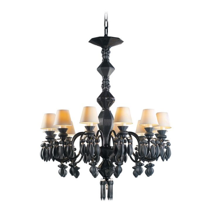 Chandelier Belle de Nuit 12 luces. Negro absoluto (CE/UK/CCC) en Lladró