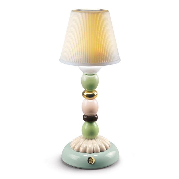 Lampada da tavolo Lotus Firefly Autunno dorato. Verde e azzurro in Lladró