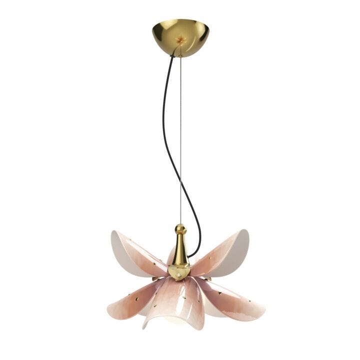 Blossom Hanging Lamp. Pink and Golden Luster. (US) in Lladró