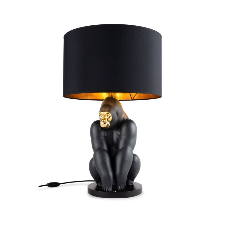 Gorilla lamp. Black-gold  (CE) in Lladró