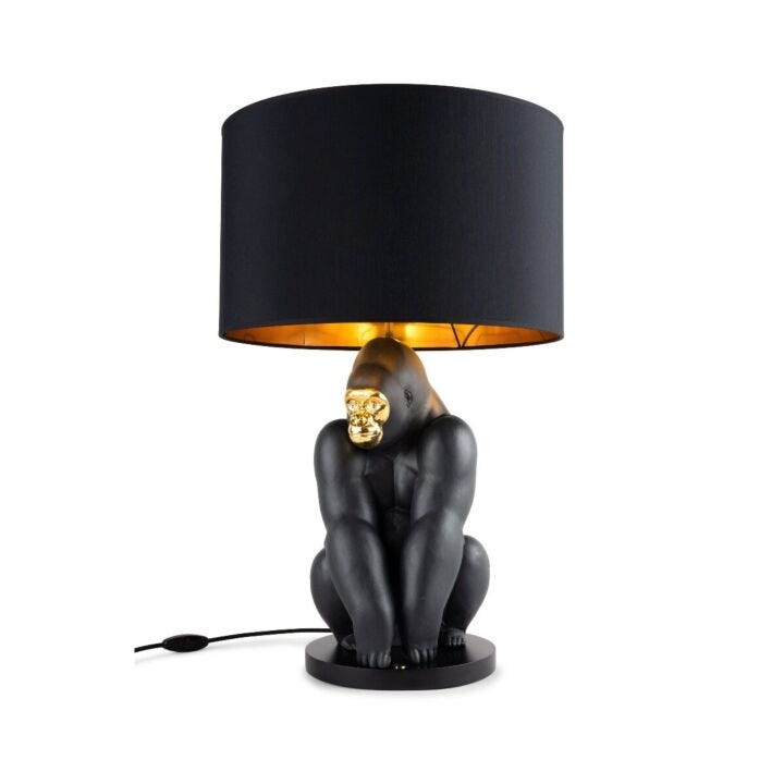 Gorilla lamp. Black-gold (US) in Lladró