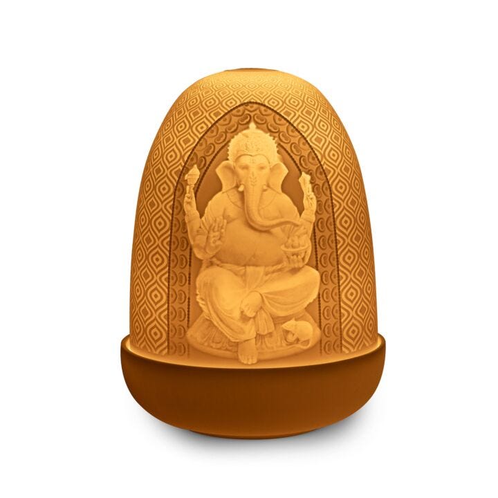 Lámpara de mesa Lord Ganesha y Goddess Lakshmi Dome en Lladró