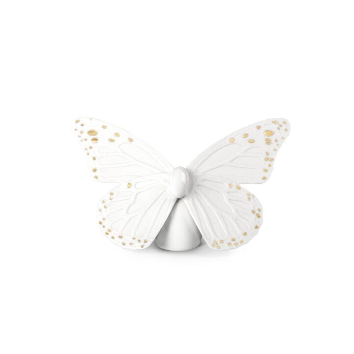 Figurina Farfalla. Dorato lucido e bianco in Lladró