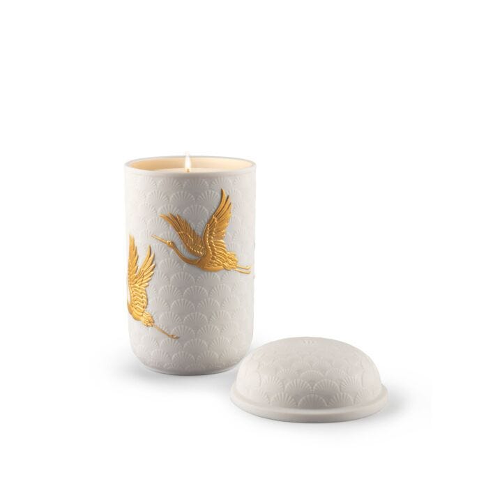 Golden Cranes Candle. Redwood fire Scent in Lladró