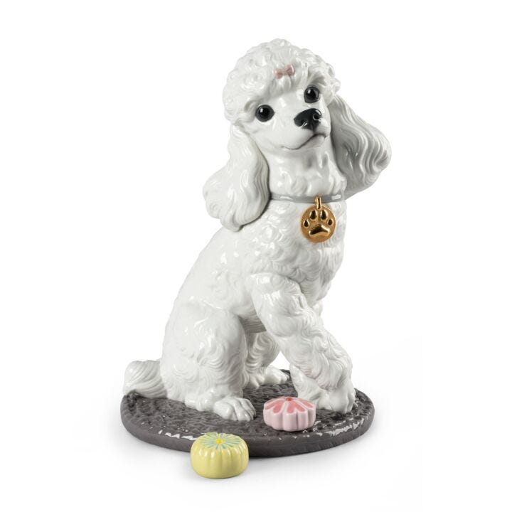 Poodle with Mochis Dog Figurine in Lladró