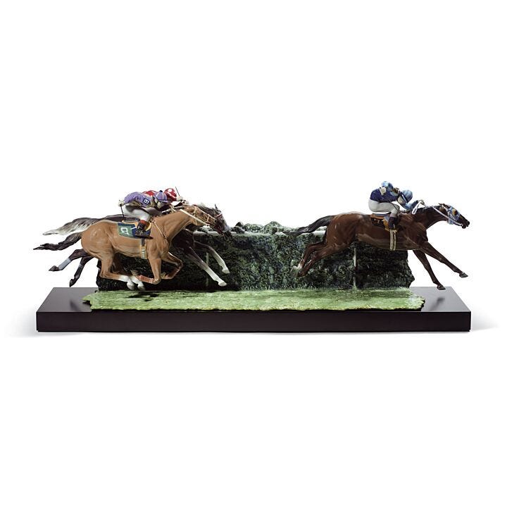 Escultura caballos Carrera en el hipódromo. Serie limitada en Lladró