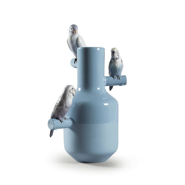 Parrot Parade Vase. Blue in Lladró