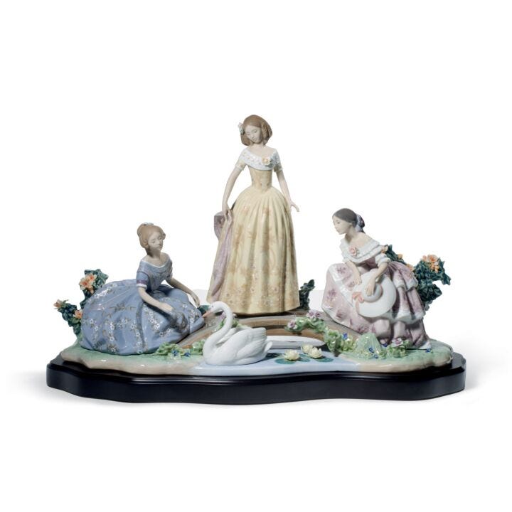 Daydreaming By The Pond Women Sculpture. Limited Edition in Lladró