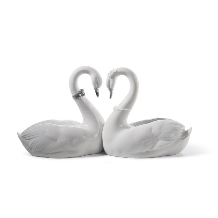 Figura cisnes Corazón blanco. Lustre plata en Lladró