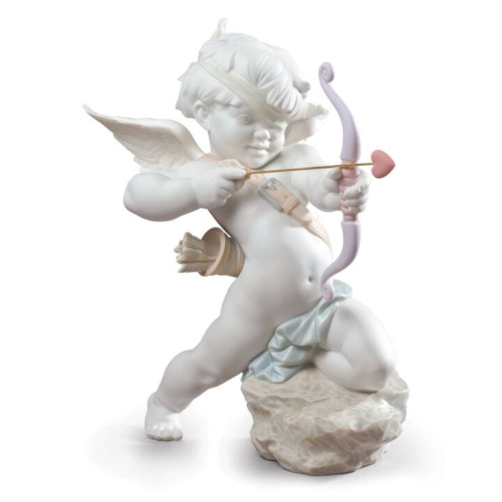 Straight to The Heart Cupid Angel Figurine in Lladró