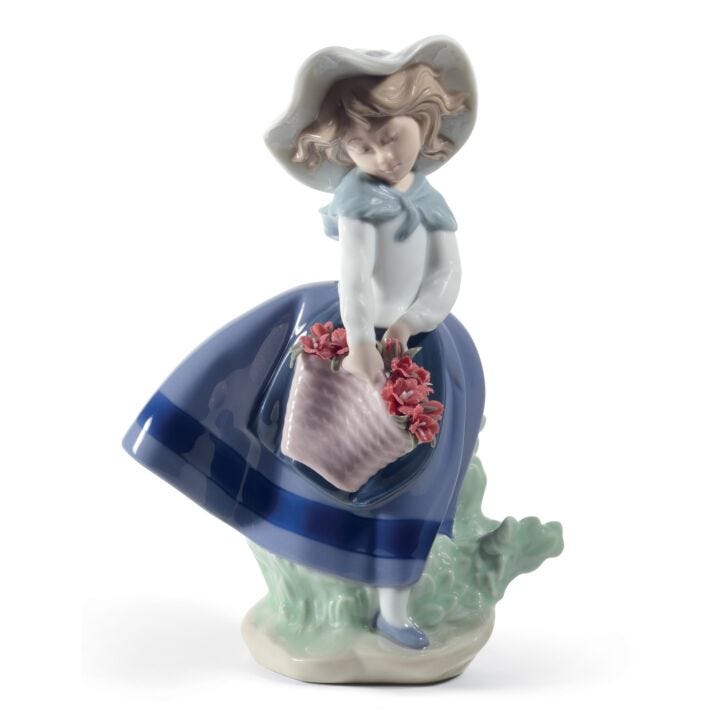 Pretty Pickings Girl with Carnations Figurine in Lladró