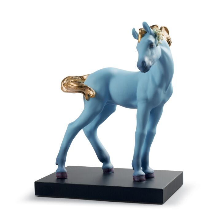 The Horse Figurine. Blue. Limited Edition in Lladró