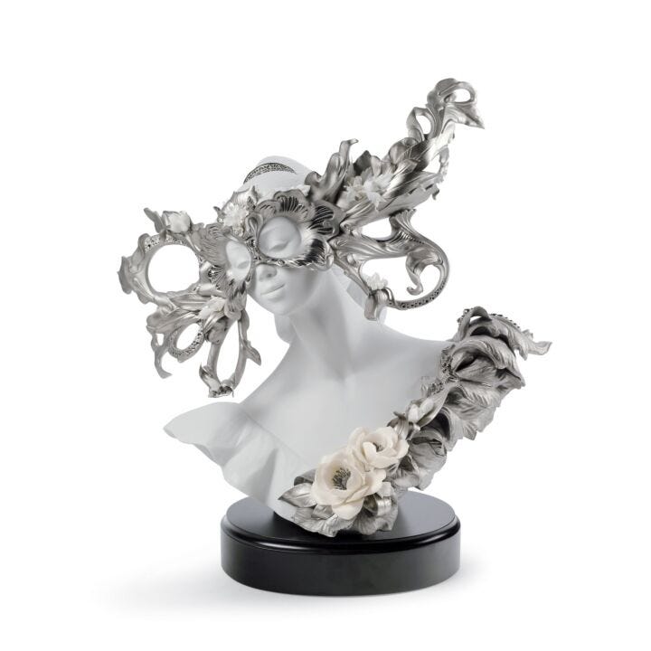 Carnival Fantasy Sculpture. Limited Edition. Silver Lustre in Lladró