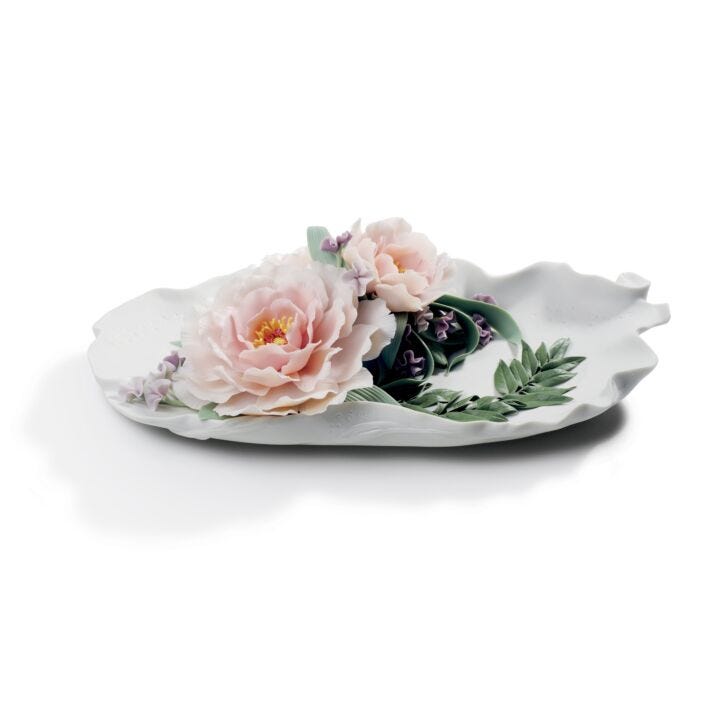 Tray with Peonies Tray in Lladró